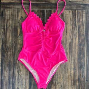 Vibrant Pink Scalloped Swimsuit